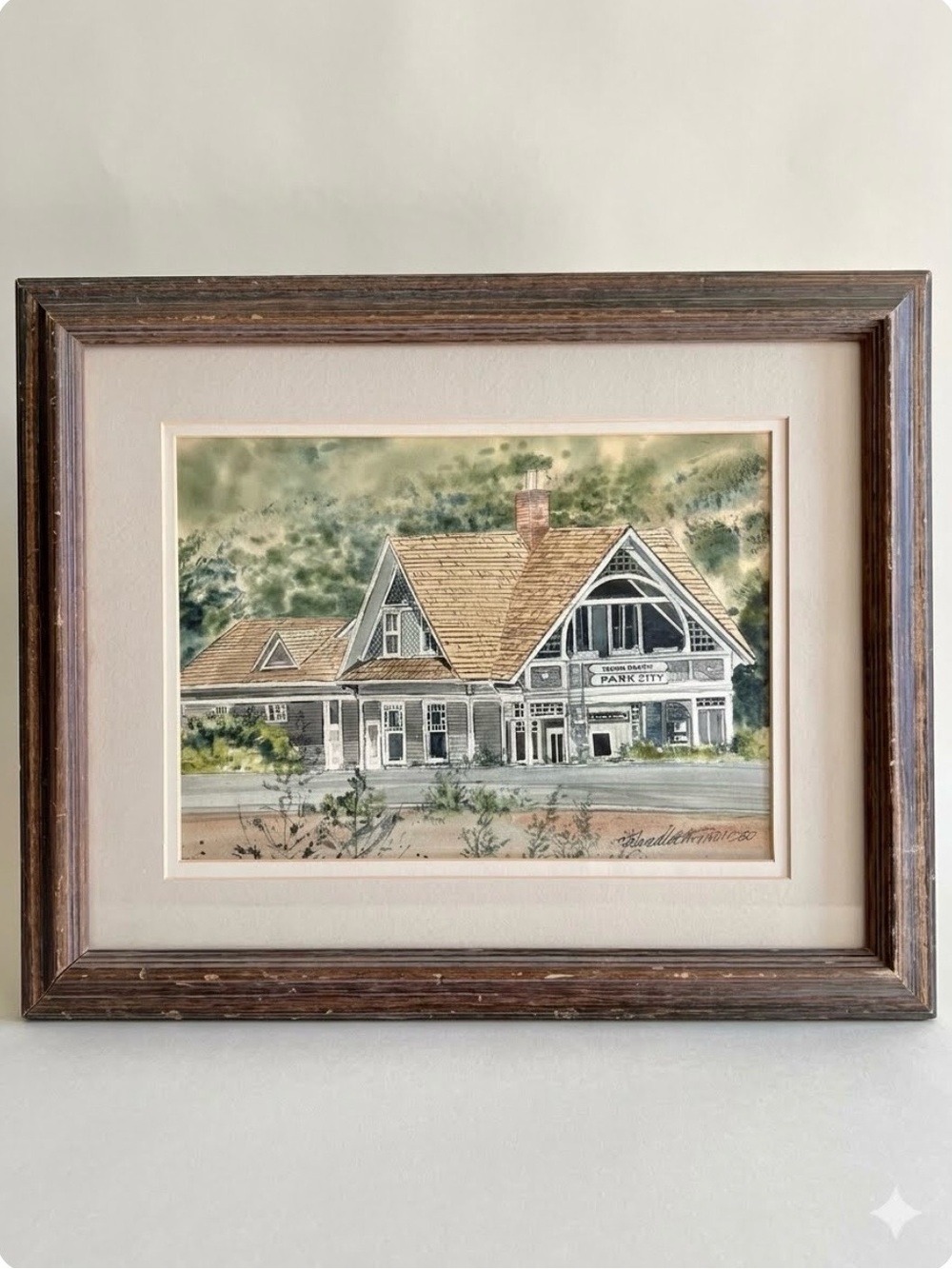 Original Watercolor Park City Utah Union Pacific Painting David B Thomas 1986
